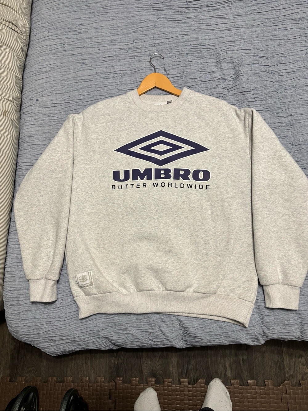 Umbro Light Gray Crewneck with Navy Logo